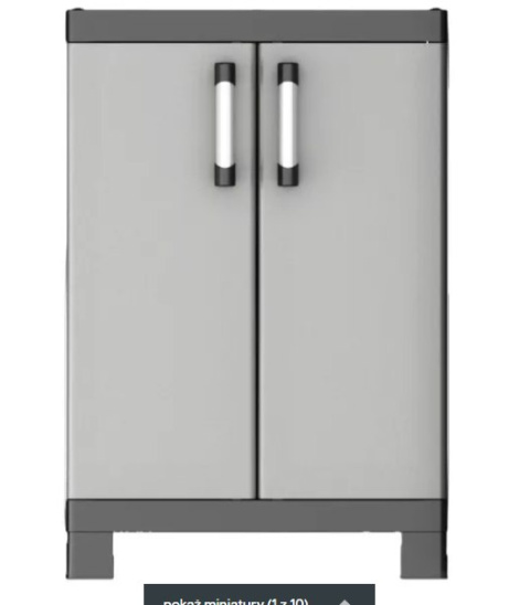 Niska 90cm szafka garażowa TOE szara solidna tworzywo dwudrzwiowa Niska 90cm szafka garażowa TOE szara solidna tworzywo dwudrzwiowa