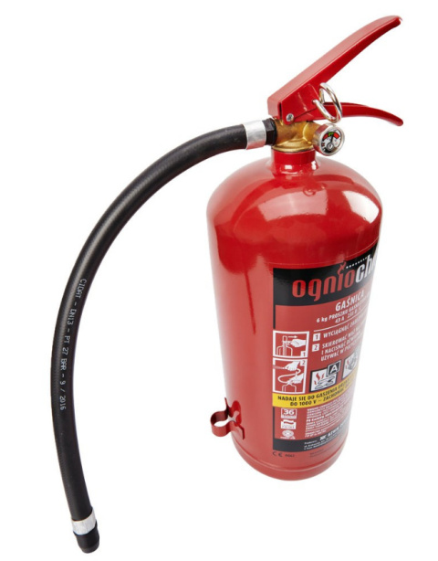 Gaśnica proszkowa 6 kg manometrem ABC sprzęt BHP 