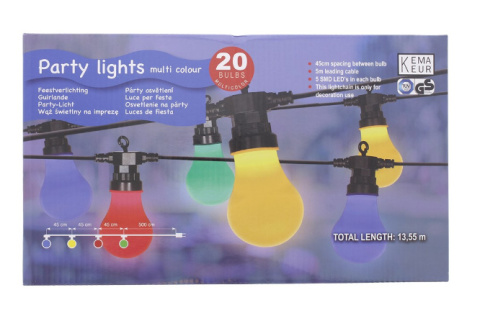 Girlanda LED COLOR 20szt 13,55m 230V żarówki ogrodowe Girlanda LED COLOR 20szt 13,55m 230V żarówki ogrodowe