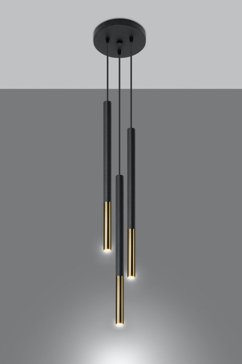 Lampa wisząca pojedyńcza MOZAICA 3P czarny/złoto design domowy Lampa wisząca pojedyńcza MOZAICA 3P czarny/złoto design domowy