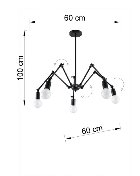 Lampa sufitowa żyrandol STARK 5 czarny design domowy Lampa sufitowa żyrandol STARK 5 czarny design domowy