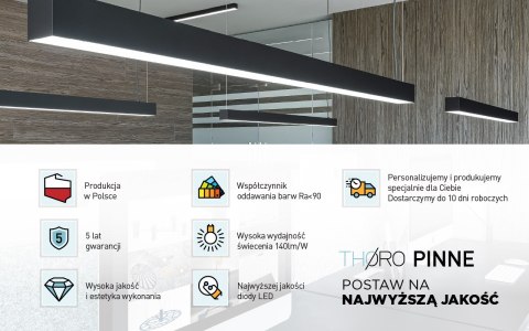 Lampa wisząca Pinne LED 115cm Aluminium 3000K ciepła 38W Lampa wisząca Pinne LED 115cm Aluminium 3000K ciepła 38W