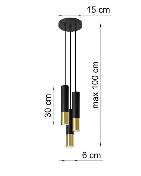 Lampa żyrandol LOOPEZ 3P black gold GU10 sufitowa piękność Lampa żyrandol LOOPEZ 3P black gold GU10 sufitowa piękność