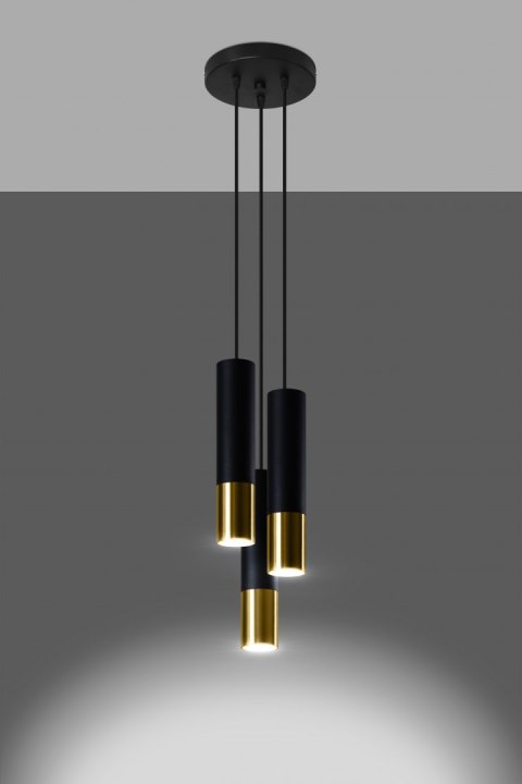 Lampa żyrandol LOOPEZ 3P black gold GU10 sufitowa piękność Lampa żyrandol LOOPEZ 3P black gold GU10 sufitowa piękność