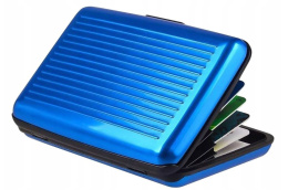Niebieski portfel na karty etui dokumenty wytrzymały BLUE