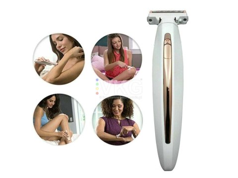 Depilator biało złoty USB AKU do ciała 3 końcówki Depilator biało złoty USB AKU do ciała 3 końcówki