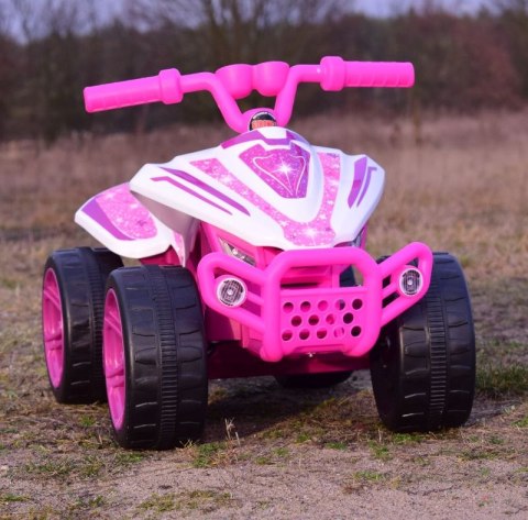 Różowy Quad aku silnik 30W do 20kg dziewczęcy pierwszy 4 kołowiec