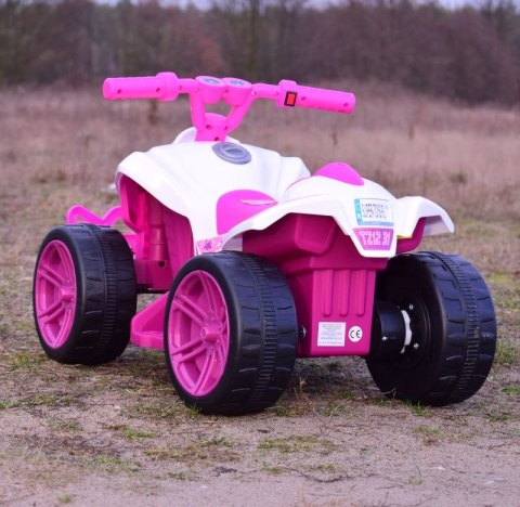 Różowy Quad aku silnik 30W do 20kg dziewczęcy pierwszy 4 kołowiec