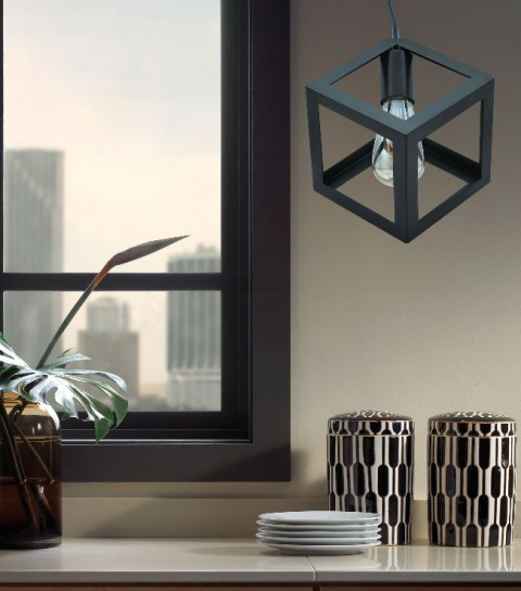 Lampa wisząca żyrandol CUBAN Black czarna 16 cm kuchnia jadalnia 130 cm Lampa wisząca żyrandol CUBAN Black czarna 16 cm kuchnia jadalnia 130 cm