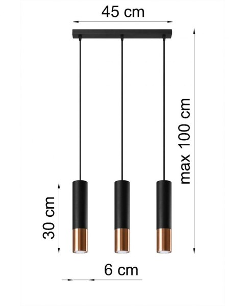 Lampa wisząca LOOPEZ 3L czarny/miedź Lampa wisząca LOOPEZ 3L czarny/miedź