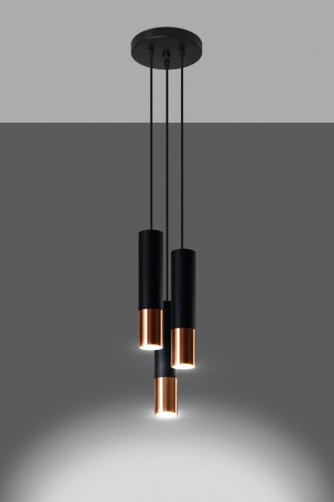 Lampa wisząca LOOPEZ 3P czarny/miedź Lampa wisząca LOOPEZ 3P czarny/miedź