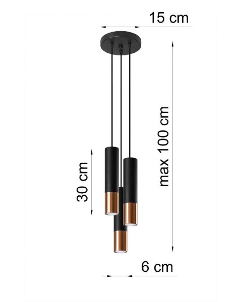 Lampa wisząca LOOPEZ 3P czarny/miedź Lampa wisząca LOOPEZ 3P czarny/miedź