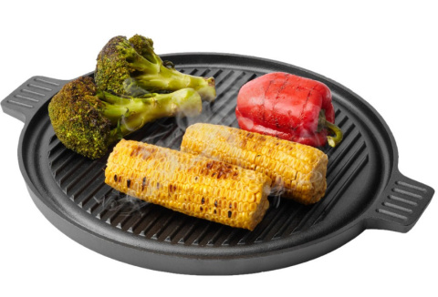 Grill płyta żeliwna dwustronna 43cm na ognisko szczotka Grill płyta żeliwna dwustronna 43cm na ognisko szczotka