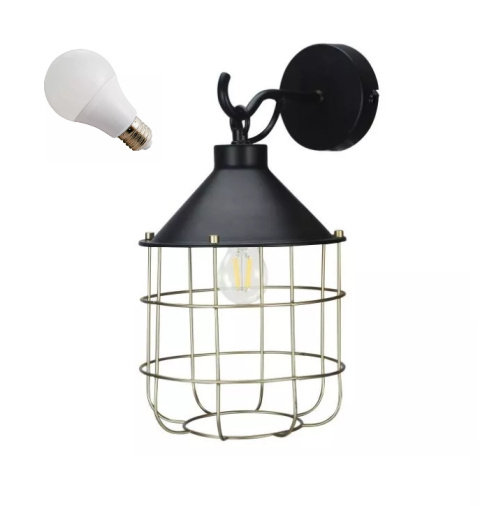 LED Kinkiet JULES loft E27 czarna metal lampa