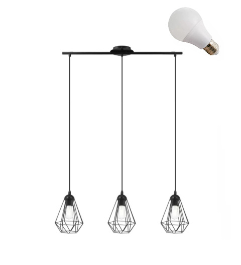 LED Lampa wisząca SOPHIA 3-punktowa E27 czarna metal LED Lampa wisząca SOPHIA 3-punktowa E27 czarna metal