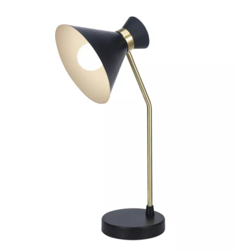 LED Lampa biurkowa EVE E27 45cm czarna złota regulowana LED Lampa biurkowa EVE E27 45cm czarna złota regulowana