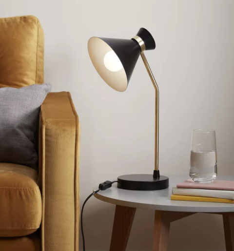 LED Lampa biurkowa EVE E27 45cm czarna złota regulowana LED Lampa biurkowa EVE E27 45cm czarna złota regulowana