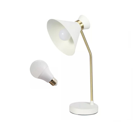 LED Lampa biurkowa EVE 45cm E27 biała złota regulowana LED Lampa biurkowa EVE 45cm E27 biała złota regulowana