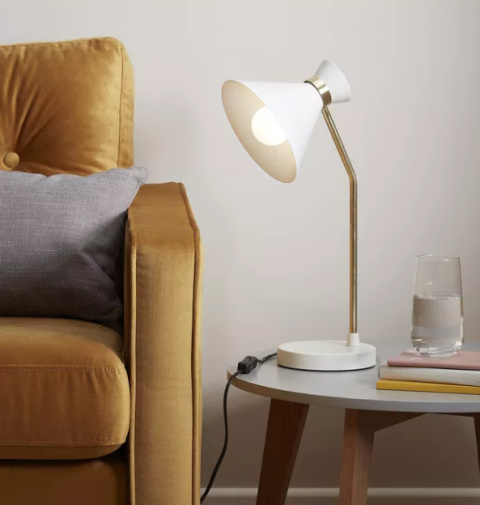 LED Lampa biurkowa EVE 45cm E27 biała złota regulowana LED Lampa biurkowa EVE 45cm E27 biała złota regulowana