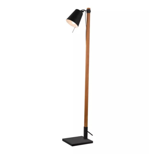 LED Lampa podłogowa LINDA E27 127cm czarna drewno regulowana LED Lampa podłogowa LINDA E27 127cm czarna drewno regulowana