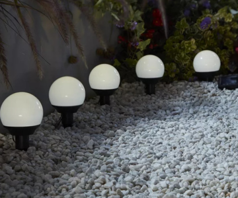 LED Lampa solarna 5szt kule białe śr 9cm LED IP44 tealight4ZWY LED Lampa solarna 5szt kule białe śr 9cm LED IP44 tealight4ZWY