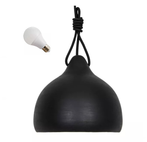 LED Lampa wisząca SUSAN 22cm E27 czarna ceramiczna metal