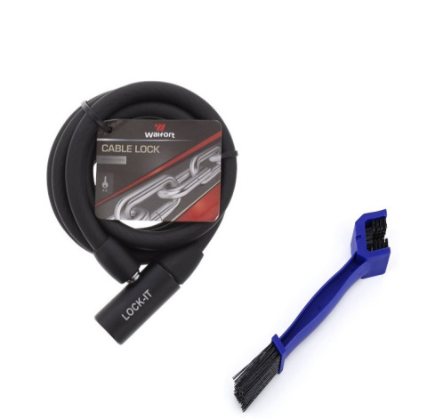 Zapięcie długie 2 klucze 180cm Linka skuter rower Szczota czarna Zapięcie długie 2 klucze 180cm Linka skuter rower Szczota czarna