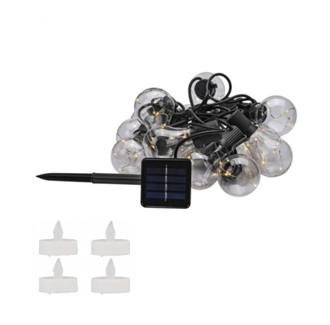 Girlanda 15 lamp Solarna BULB LED 4,8m czujka Tealight4  