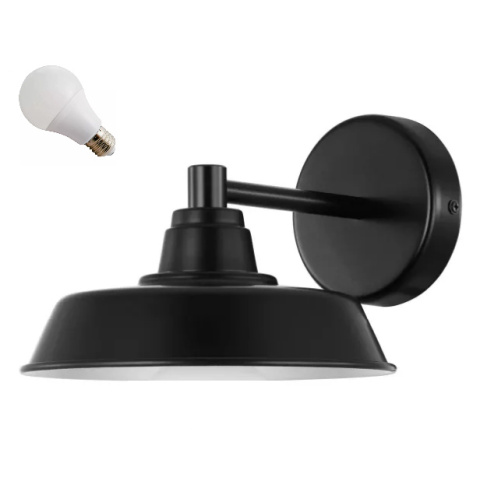 LED Lampa ścienna kinkiet ALBERT E27 czarny metalowy LED Lampa ścienna kinkiet ALBERT E27 czarny metalowy