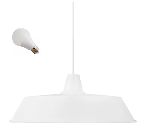 LED Lampa wisząca ALBERT 38cm E27 biała metalowa LED Lampa wisząca ALBERT 38cm E27 biała metalowa