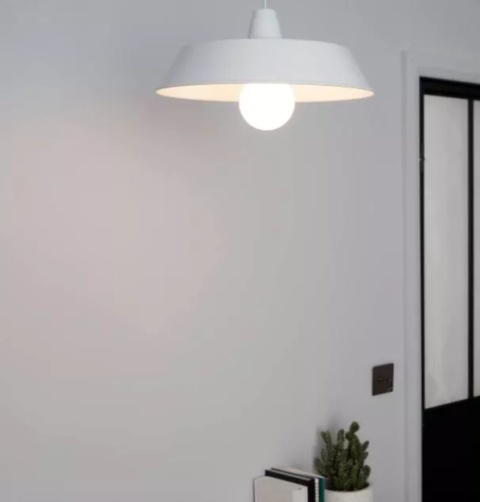 LED Lampa wisząca ALBERT 38cm E27 biała metalowa LED Lampa wisząca ALBERT 38cm E27 biała metalowa