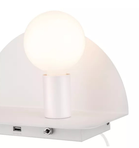 LED Lampa kinkiet HOBE USB E27 biała czytanie włącznik LED Lampa kinkiet HOBE USB E27 biała czytanie włącznik