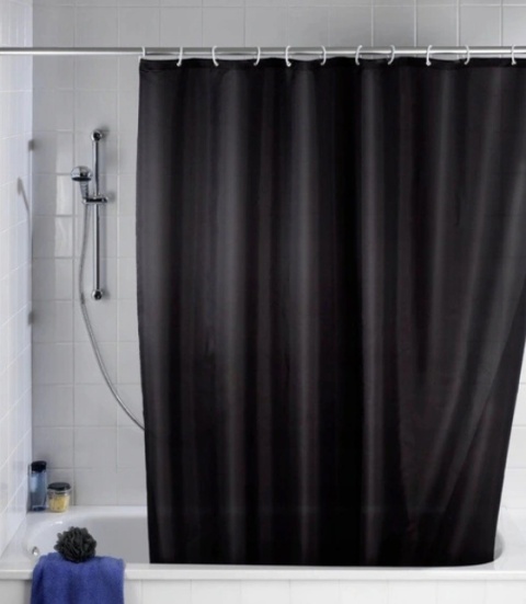 Zasłona prysznicowa CZARNA 180x200 cm poliester czarna Zasłona prysznicowa CZARNA 180x200 cm poliester czarna