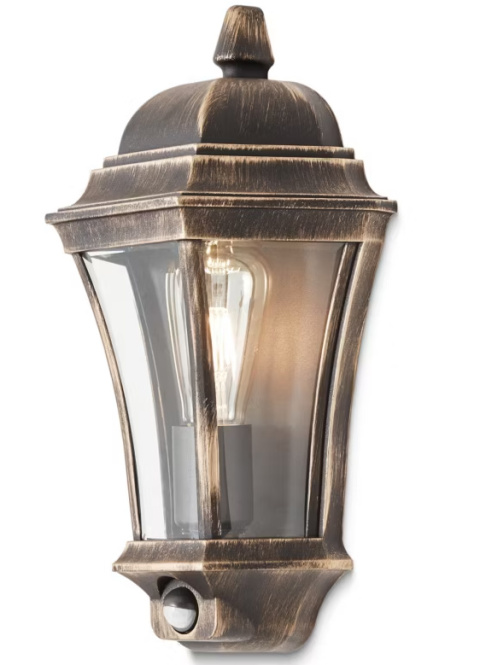 Kinkiet lampa czujka Klasyczna złota 40cm IP44 metal 60W Kinkiet lampa czujka Klasyczna złota 40cm IP44 metal 60W
