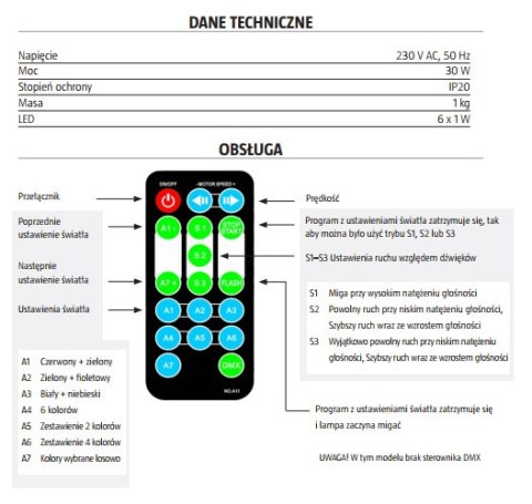 Lampa stroboskop disco led 30W pilot obrotowa rgb Lampa stroboskop disco led 30W pilot obrotowa rgb