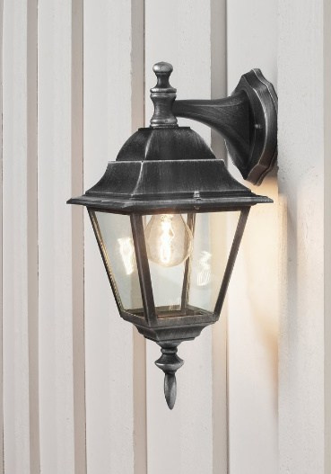 KINKIET OGRODOWY dół IP44 czarny lampa srebrem KINKIET OGRODOWY dół IP44 czarny lampa srebrem