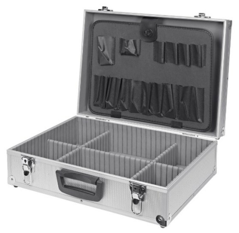 Walizka aluminiowa narzędzia przegródkam 46x15x33cmi Walizka aluminiowa narzędzia przegródkam 46x15x33cmi