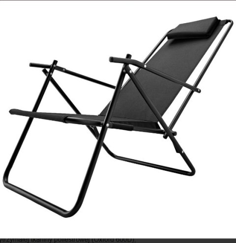 Leżak krzesło plażowe BLACK czarny dwupoziomowe stalowe Leżak krzesło plażowe BLACK czarny dwupoziomowe stalowe