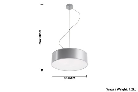 Lampa Wisząca ARENA 35 Szara żyrandol kuchnia salon pokój Lampa Wisząca ARENA 35 Szara żyrandol kuchnia salon pokój