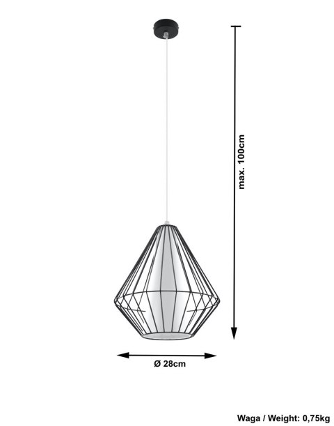 Lampa Wisząca Demi Czarna żyrandol kuchnia salon pokój Lampa Wisząca Demi Czarna żyrandol kuchnia salon pokój