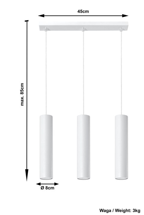 Lampa Wisząca LAGOS 3 Biały żyrandol kuchnia salon pokój Lampa Wisząca LAGOS 3 Biały żyrandol kuchnia salon pokój
