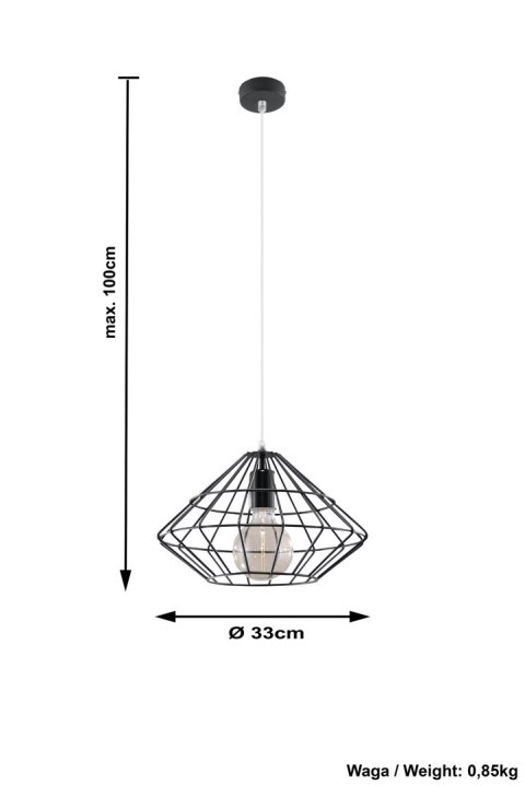Lampa Wisząca Umberto Czarna żyrandol kuchnia salon pokój Lampa Wisząca Umberto Czarna żyrandol kuchnia salon pokój