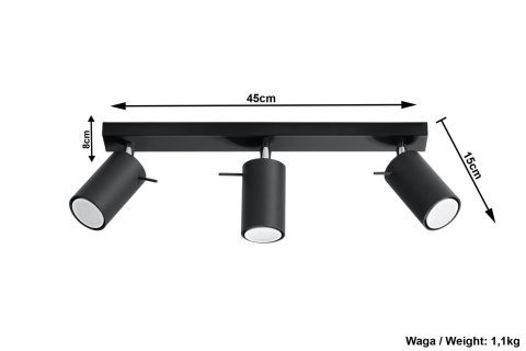Plafon RING 3 Czarny sufit sufitowa lampa spot punkt Plafon RING 3 Czarny sufit sufitowa lampa spot punkt