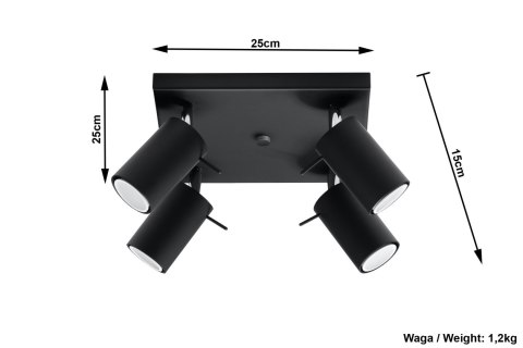 Plafon RING 4 Czarny sufit sufitowa lampa spot punkt Plafon RING 4 Czarny sufit sufitowa lampa spot punkt
