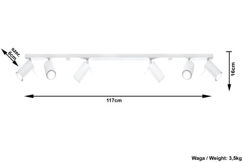 Plafon RING 6L Biały sufit sufitowa lampa spot punkt Plafon RING 6L Biały sufit sufitowa lampa spot punkt