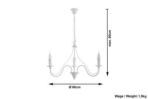 Żyrandol MINERWA 3 Biały wiszący salonowy lampa domowy Żyrandol MINERWA 3 Biały wiszący salonowy lampa domowy