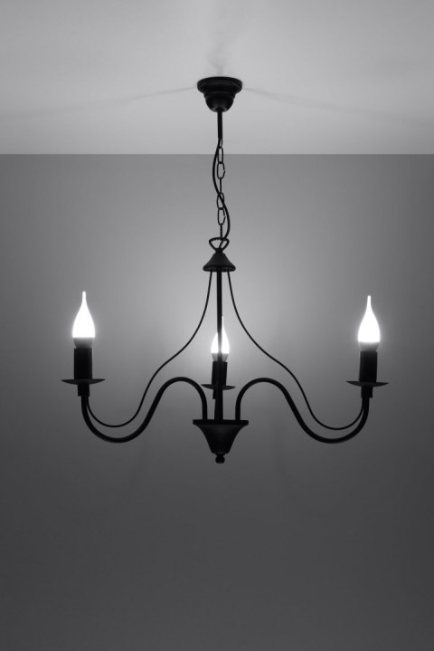 Żyrandol MINERWA 3 Czarny wiszący salonowy lampa domowy Żyrandol MINERWA 3 Czarny wiszący salonowy lampa domowy