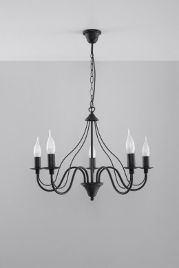 Żyrandol MINERWA 5 Czarny wiszący salonowy lampa domowy