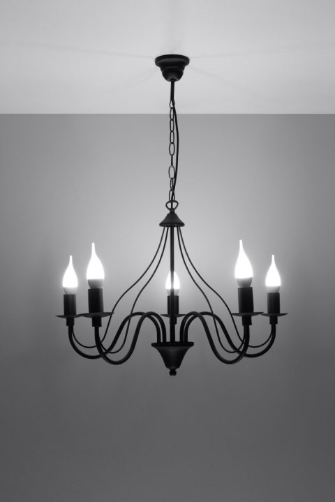 Żyrandol MINERWA 5 Czarny wiszący salonowy lampa domowy Żyrandol MINERWA 5 Czarny wiszący salonowy lampa domowy