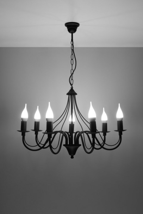 Żyrandol MINERWA 7 Czarny wiszący salonowy lampa domowy Żyrandol MINERWA 7 Czarny wiszący salonowy lampa domowy